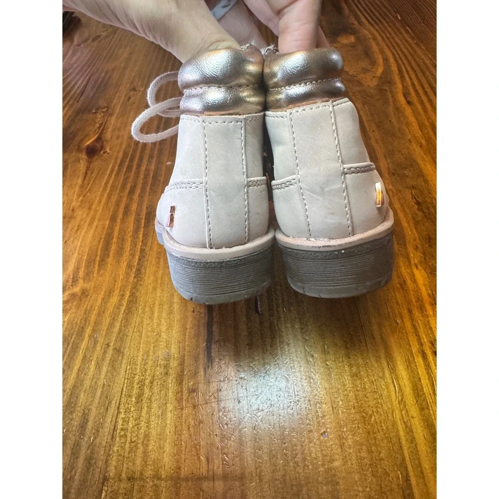 Nautica Zabra Toddler Girls Blush Pink Gold Metallic Combat Boots Size 7